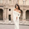 Giselle Off Shoulder Cowl Neck Maxi Dress – White Giselle Off Shoulder Cowl Neck Maxi Dress – White