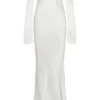 Giselle Off Shoulder Cowl Neck Maxi Dress – White Giselle Off Shoulder Cowl Neck Maxi Dress – White