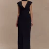 Giulia Chiffon Draped Maxi Dress – Black