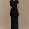 Giulia Chiffon Draped Maxi Dress – Black