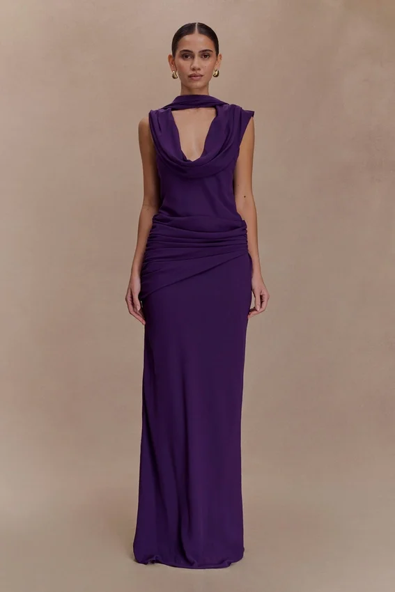 Giulia Chiffon Draped Maxi Dress – Purple Giulia Chiffon Draped Maxi Dress – Purple