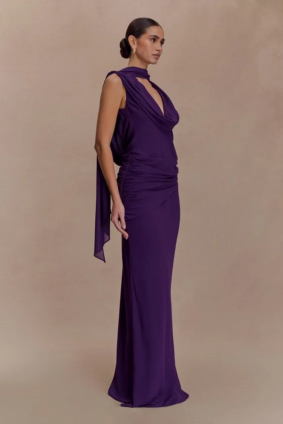 Giulia Chiffon Draped Maxi Dress – Purple Giulia Chiffon Draped Maxi Dress – Purple