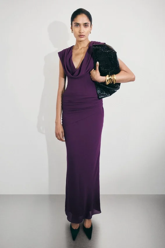 Giulia Chiffon Draped Maxi Dress – Purple Giulia Chiffon Draped Maxi Dress – Purple