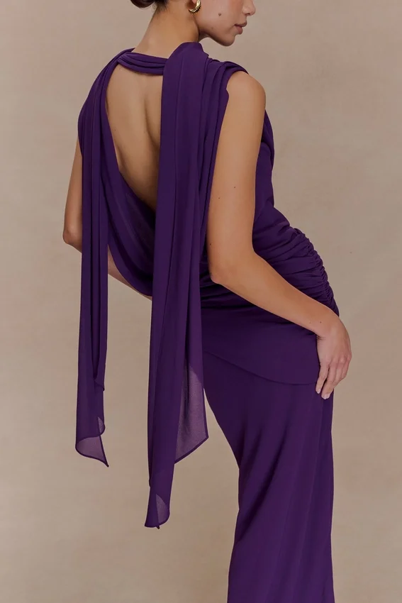 Giulia Chiffon Draped Maxi Dress – Purple Giulia Chiffon Draped Maxi Dress – Purple