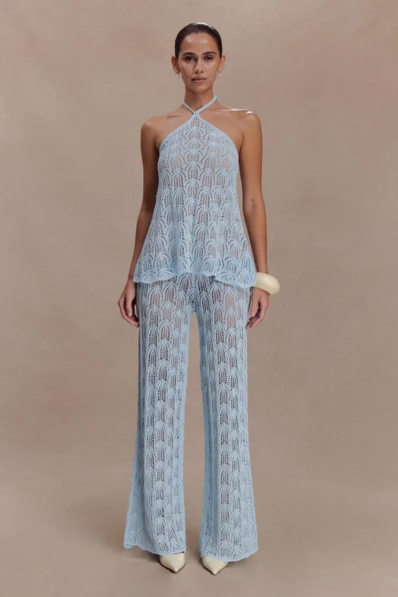 Corey Crochet Halter Neck Top – Light Blue Corey Crochet Halter Neck Top – Light Blue