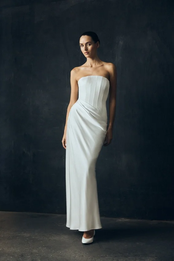 Grace Strapless Draped Waist Maxi Dress – Ivory Grace Strapless Draped Waist Maxi Dress – Ivory