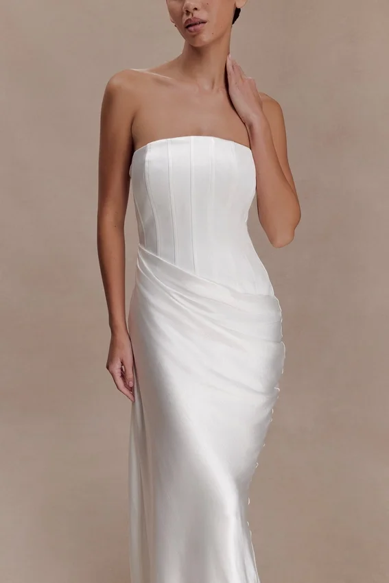 Grace Strapless Draped Waist Maxi Dress – Ivory Grace Strapless Draped Waist Maxi Dress – Ivory