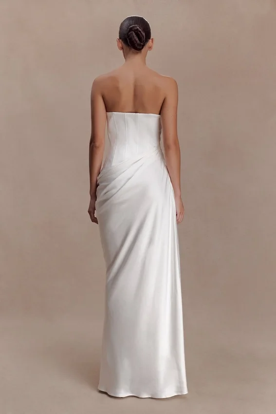 Grace Strapless Draped Waist Maxi Dress – Ivory Grace Strapless Draped Waist Maxi Dress – Ivory