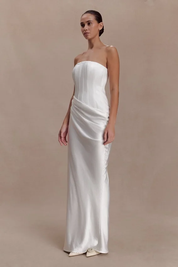 Grace Strapless Draped Waist Maxi Dress – Ivory Grace Strapless Draped Waist Maxi Dress – Ivory