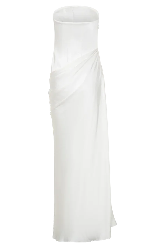 Grace Strapless Draped Waist Maxi Dress – Ivory Grace Strapless Draped Waist Maxi Dress – Ivory