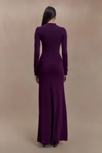 Grayson Knit Chiffon Maxi Dress – Plum