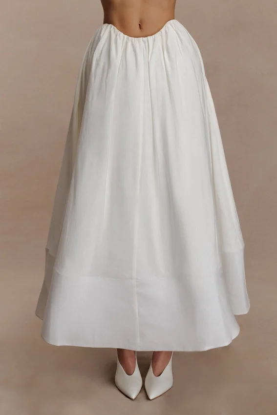 Greta Gathered Maxi Skirt – White Greta Gathered Maxi Skirt – White