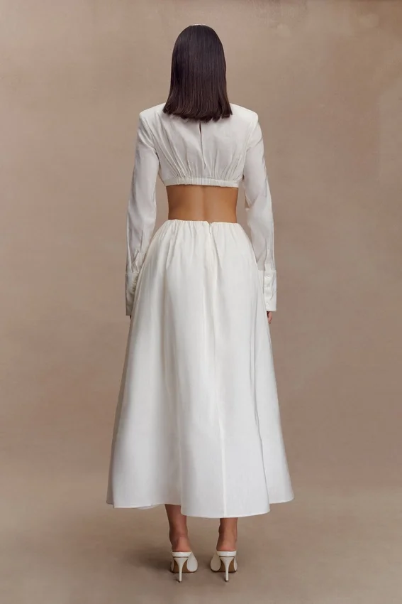 Greta Gathered Maxi Skirt – White Greta Gathered Maxi Skirt – White