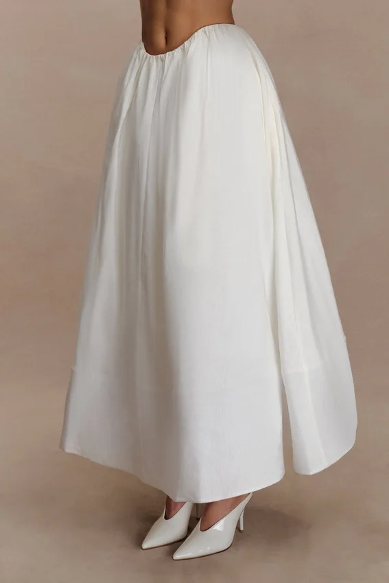 Greta Gathered Maxi Skirt – White Greta Gathered Maxi Skirt – White