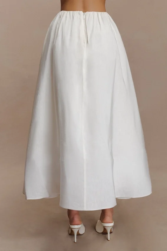 Greta Gathered Maxi Skirt – White Greta Gathered Maxi Skirt – White