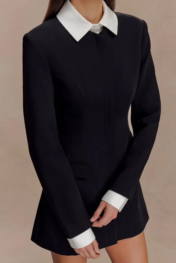 Gretchen Suiting Mini Dress – Black Gretchen Suiting Mini Dress – Black