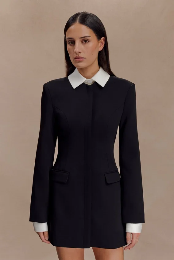 Gretchen Suiting Mini Dress – Black Gretchen Suiting Mini Dress – Black