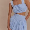 Gretel Hem Mini Skirt – Blue Pinstripe Gretel Hem Mini Skirt – Blue Pinstripe