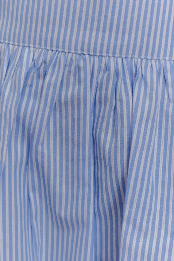 Gretel Hem Mini Skirt – Blue Pinstripe Gretel Hem Mini Skirt – Blue Pinstripe