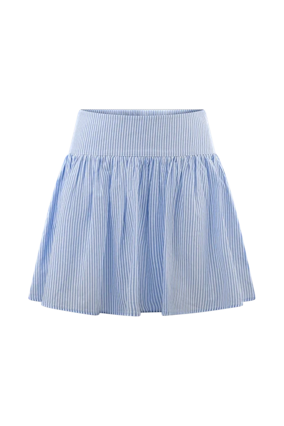 Gretel Hem Mini Skirt – Blue Pinstripe Gretel Hem Mini Skirt – Blue Pinstripe