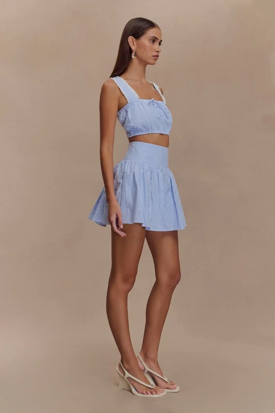 Gretel Sleeveless Crop Top – Blue Pinstripe Gretel Sleeveless Crop Top – Blue Pinstripe