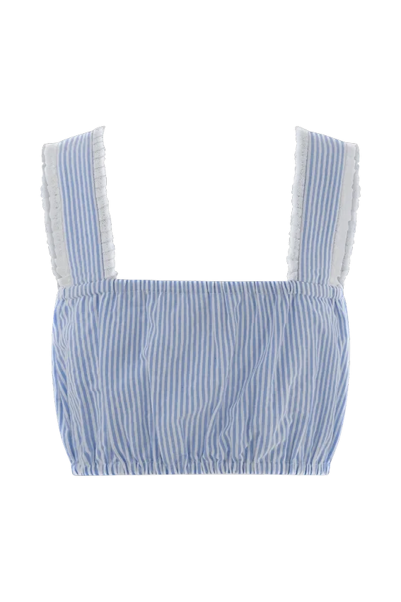 Gretel Sleeveless Crop Top – Blue Pinstripe Gretel Sleeveless Crop Top – Blue Pinstripe