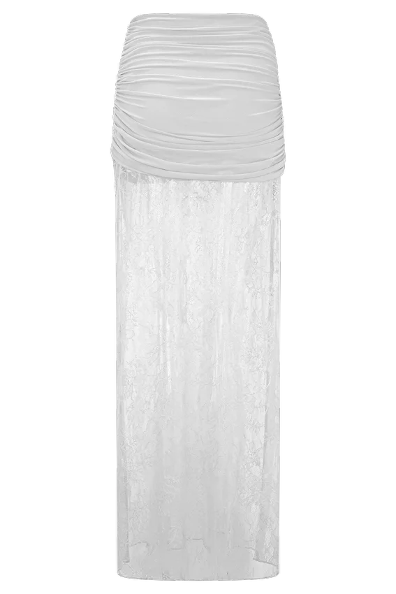 Guinevere Lace And Mesh Maxi Skirt – Ivory Guinevere Lace And Mesh Maxi Skirt – Ivory
