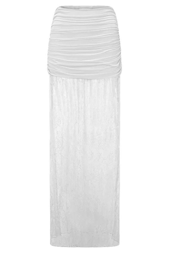 Guinevere Lace And Mesh Maxi Skirt – Ivory Guinevere Lace And Mesh Maxi Skirt – Ivory
