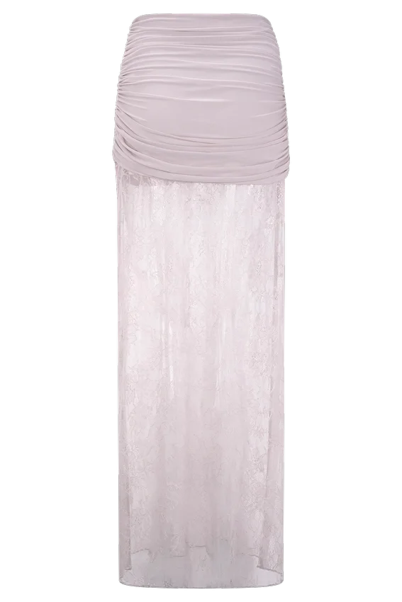 Guinevere Lace And Mesh Maxi Skirt – Lilac Guinevere Lace And Mesh Maxi Skirt – Lilac