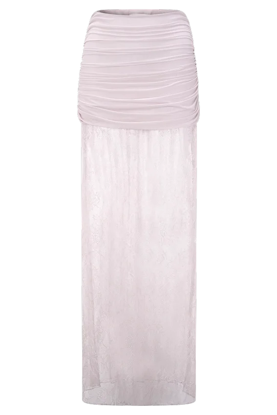 Guinevere Lace And Mesh Maxi Skirt – Lilac Guinevere Lace And Mesh Maxi Skirt – Lilac