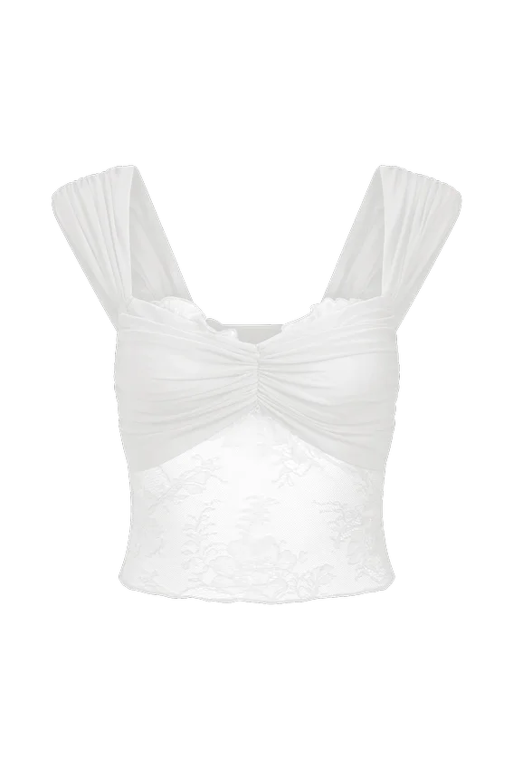 Guinevere Lace And Mesh Top – Ivory Guinevere Lace And Mesh Top – Ivory