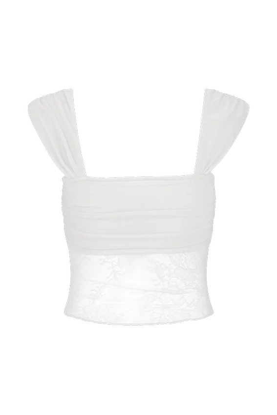 Guinevere Lace And Mesh Top – Ivory Guinevere Lace And Mesh Top – Ivory