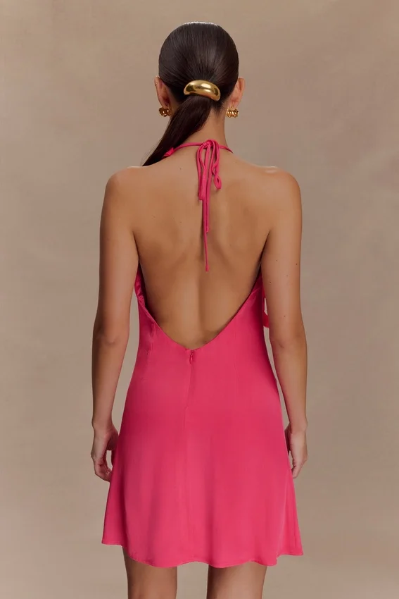 Gwenda Satin Floral Mini Dress – Dragonfruit Gwenda Satin Floral Mini Dress – Dragonfruit