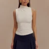 Hadleigh Sleeveless Slinky Top – Ivory