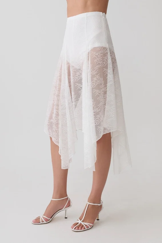 Haime Lace Hankie Midi Skirt – Ivory Haime Lace Hankie Midi Skirt – Ivory