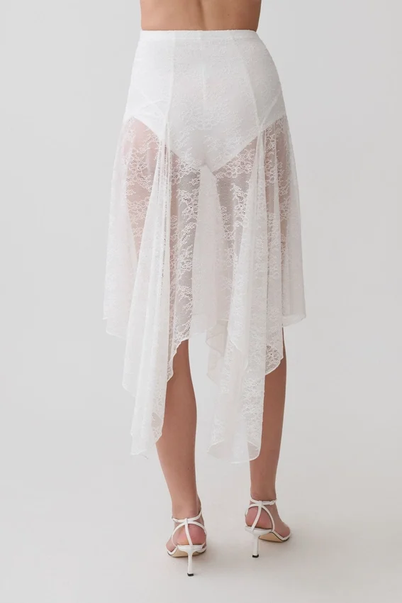 Haime Lace Hankie Midi Skirt – Ivory Haime Lace Hankie Midi Skirt – Ivory