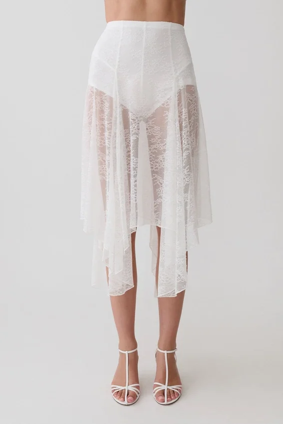 Haime Lace Hankie Midi Skirt – Ivory Haime Lace Hankie Midi Skirt – Ivory