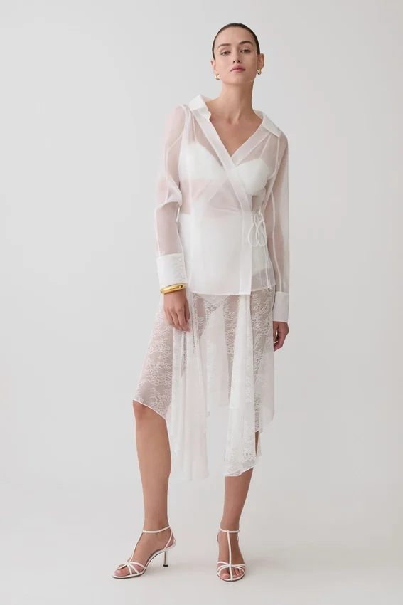 Haime Lace Hankie Midi Skirt – Ivory Haime Lace Hankie Midi Skirt – Ivory