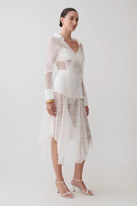 Haime Lace Hankie Midi Skirt – Ivory Haime Lace Hankie Midi Skirt – Ivory