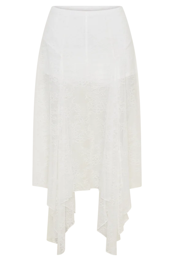 Haime Lace Hankie Midi Skirt – Ivory Haime Lace Hankie Midi Skirt – Ivory