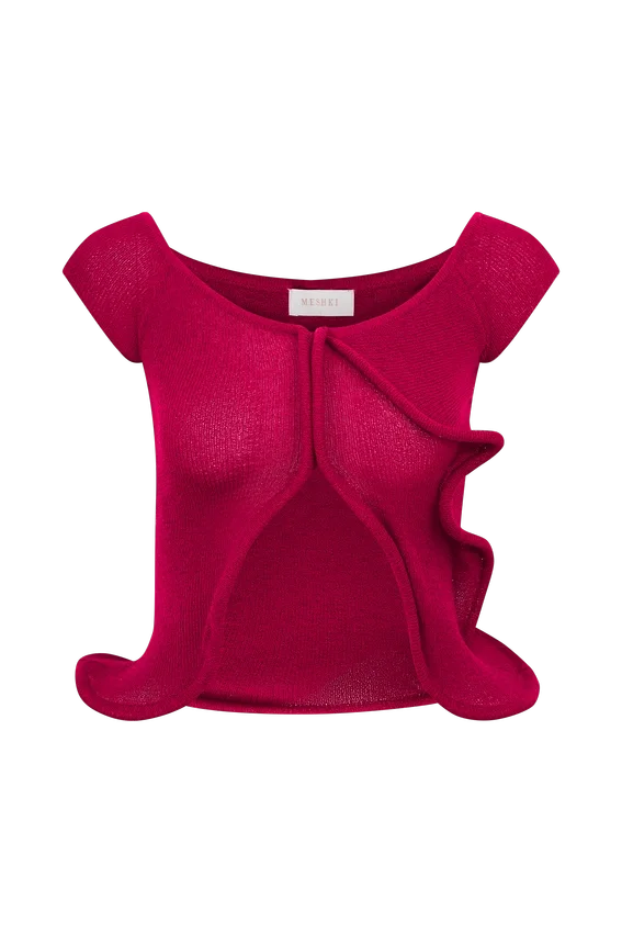 Haisley Off Shoulder Knit Top – Raspberry Haisley Off Shoulder Knit Top – Raspberry