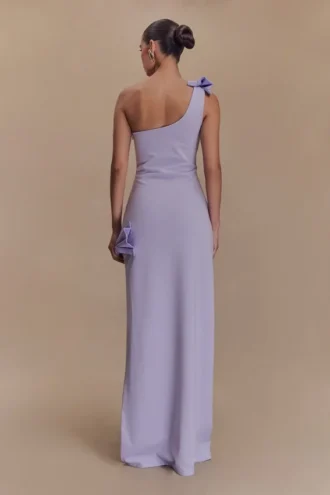 Hallie One Shoulder Bow Maxi Dress – Lilac