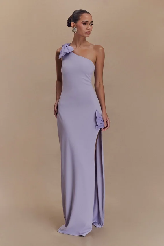 Hallie One Shoulder Bow Maxi Dress – Lilac Hallie One Shoulder Bow Maxi Dress – Lilac