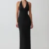Hana Slinky Plunge Maxi Dress – Black Hana Slinky Plunge Maxi Dress – Black