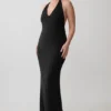 Hana Slinky Plunge Maxi Dress – Black Hana Slinky Plunge Maxi Dress – Black