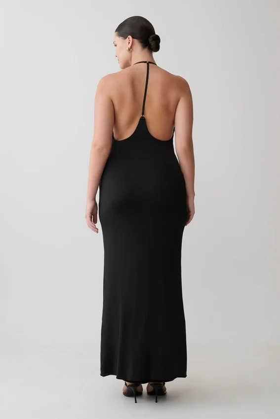 Hana Slinky Plunge Maxi Dress – Black Hana Slinky Plunge Maxi Dress – Black
