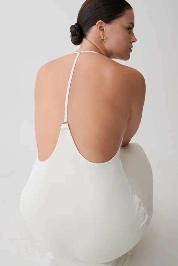 Hana Slinky Plunge Maxi Dress – Ivory Hana Slinky Plunge Maxi Dress – Ivory