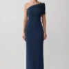 Hanh One Shoulder Mesh Maxi Dress – Ink Blue