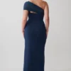 Hanh One Shoulder Mesh Maxi Dress – Ink Blue