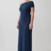 Hanh One Shoulder Mesh Maxi Dress – Ink Blue